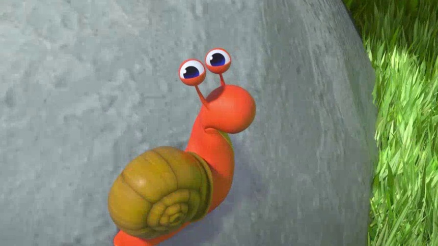 乐乐熊给小蜗牛寻找了叶子沙拉